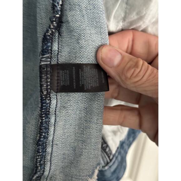 Express Jeans Women's Blue Embroidery Roses Boyfriend Denim Jacket Size XS - Picture 3 of 4